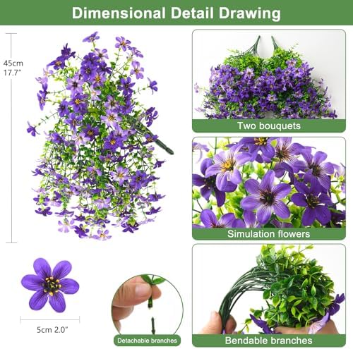 Artificial Flowers for Outdoor Faux Hanging Plants Spring Outside Decor - Image 2