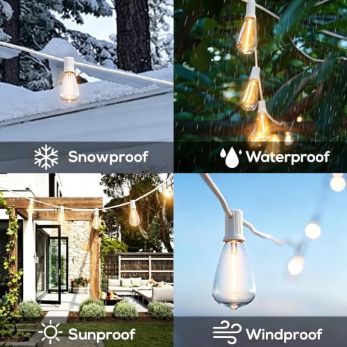 Banord ST38 Outdoor String Lights, 25FT White Patio Lights with 13 Bulbs - Image 3