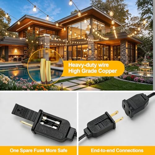 BORT LED Outdoor String Lights 100FT, Outside Connectable Hanging Decorative Lights with 24+1 Shatterproof Waterproof S14 E12 LED Bulbs for Outdoor Lighting Backyard Patio Bistro Porch, Non-Dimmable - Image 4