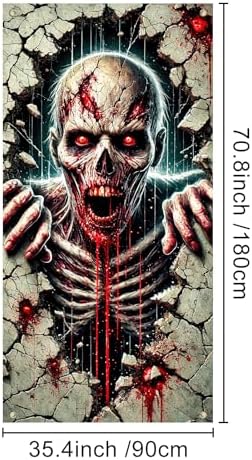IVN Halloween Cracked Wall Skeleton Door Cover Decorations 35x71 Inch - Image 3