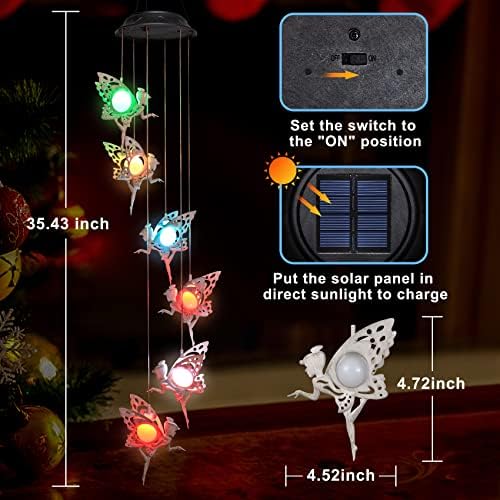Tryme Solar Wind Chimes for Outside Changing Colors Fairy Wind Chime Lights Windchimes Outdoors Unique Decorative Mobile Gifts for Mother's Day Thanksgiving Christmas Birthday - Image 2