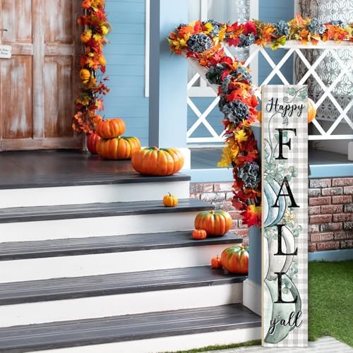 Fall Welcome Porch Sign, Wooden, 47.2", for Front Door, Blue Fall - Image 7