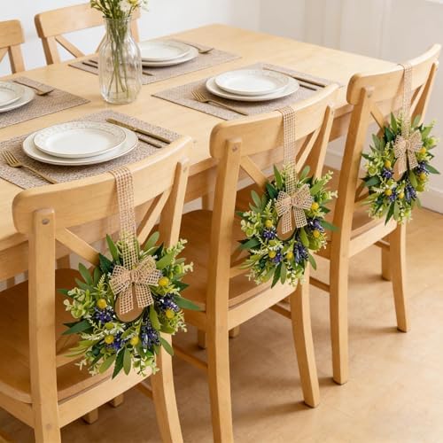 4 PCS Green Eucalyptus Olive Swag Wreaths for Pillars Spring Summer Greenery Kitchen Cabinet Wreaths Mini Green Boxwood Leaves Wreath with Ribbon for Front Door Porch Wall Window Farmhouse Decoration - Image 6