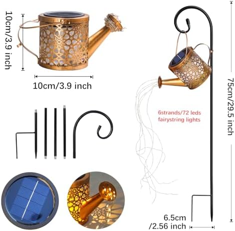 Solar Watering Can Lights Garden Decor, Metal Waterproof Hanging Lantern - Image 3