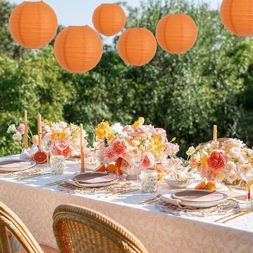BEISHIDA 12 Inch Orange Paper Lanterns 6Packs Hanging Round Chinese Lantern - Image 5