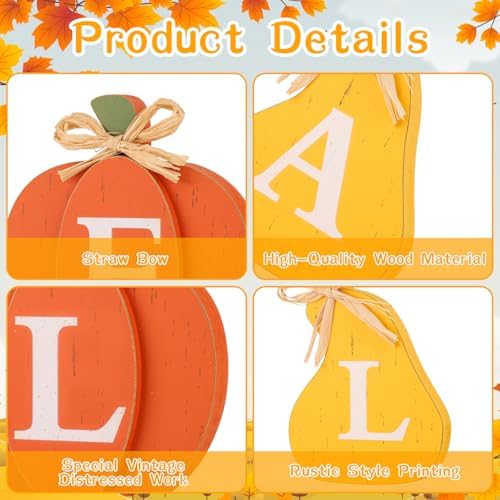 Fall Decorations Fall Thanksgiving Pumpkin Decor 3D Wooden Table Decor - Image 6