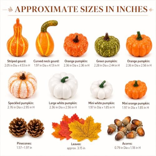 86-Piece Fall Decorations for Home, Artificial Mini Pumpkins and Gourds - Image 3
