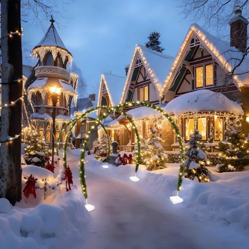 Janinka 3 Sets 10 FT Christmas Archway Outdoor LED String Lights Xmas Outdoor Arches Decor Xmas Arch Pathway Markers for Holiday Wedding Lawn Garden Yard Reusable Doorway - Image 6
