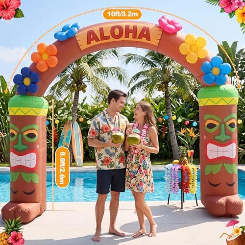 10 Ft Luau Hawaiian Inflatable Archway LED Lighted Aloha Arch - Image 3