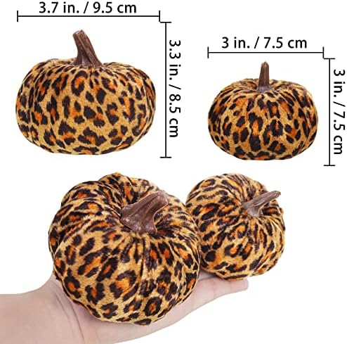 Winlyn 16 Pcs Assorted Small Faux Leopard Print Velvet Pumpkins Decorative Cheetah Print Fabric Foam Pumpkins for Rustic Fall Halloween Thanksgiving Table Centerpiece Mantel Kitchen Decoration - Image 2
