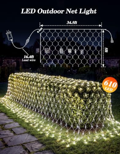 34.5x5FT Christmas Net Lights Outdoor Plug in with 8 Modes - Image 2
