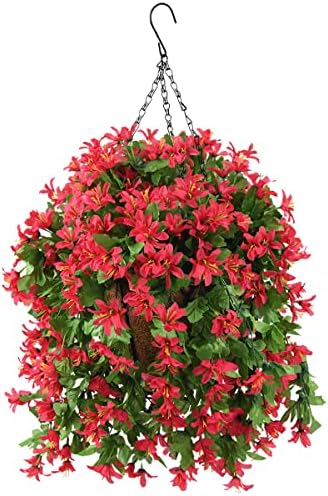 INQCMY Fake Hanging Flowers with Basket Artificial Violet for Outdoor by INQCMYPlantRack
