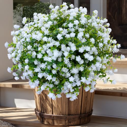 AXYLEX Artificial Flowers for Outdoors, 12 Bundles Fake Plants (White) - Image 5