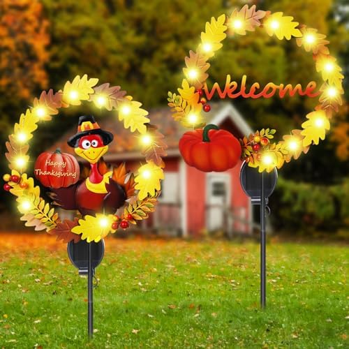 Capoda 2 Pcs Thanksgiving Outdoor Decorations Solar Turkey Yard Stakes by Capoda