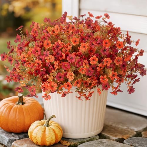 ADXORA 12 Bundles Fake Artificial Mums Fall Flowers for Outdoor Decoration by ADXORA