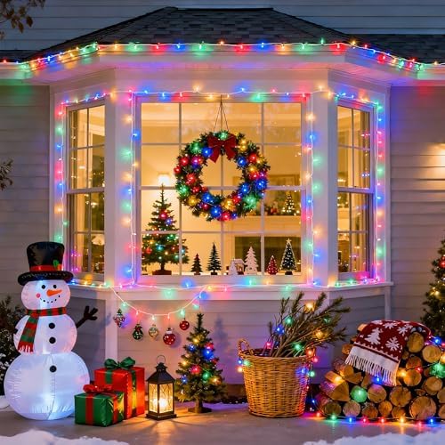 JMEXSUSS 200 LED Multicolor Christmas Tree Lights Outdoor Indoor Clear Wire - Image 5