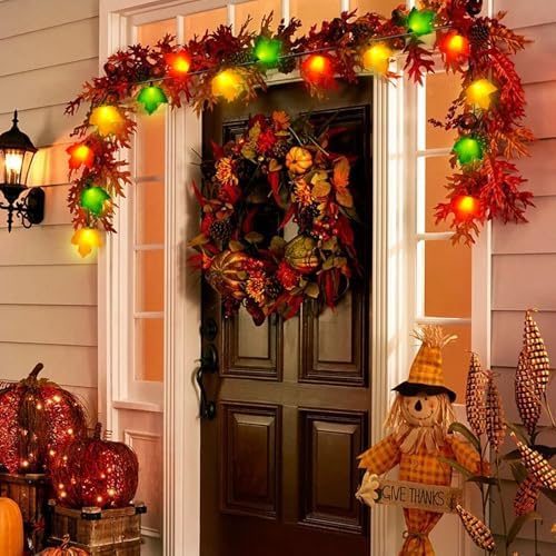 Fall Decorations Maple Leaf Lights, 8.5Ft Thanksgiving Decorations String Lights Outdoor with 10 LED Multicolor Maple Leaves Light, Plug in Fall Leaf Fairy Lights for Home Garland Window Harvest Party - Image 4