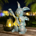 Solar Outdoor Statues Lantern Figurines Light Decorations for Garden Patio Balcony Yard Lawn, Ideal Gifts for Mom Friends (Bronze -Rabbit) by Giyyomtr