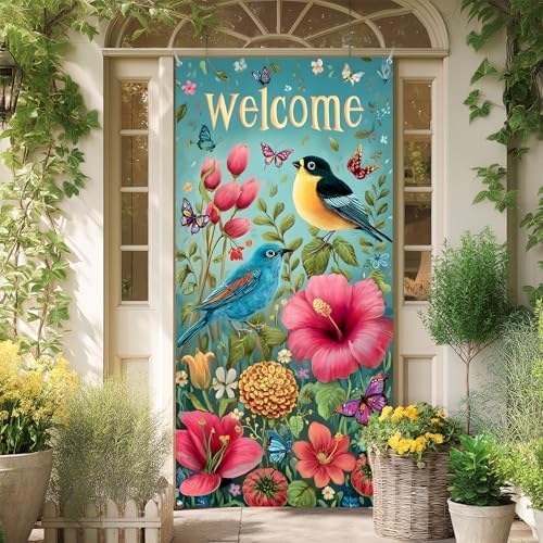 Front Door Covers Decorative, Spring Flower Design Door Curtain 70.8 x 35.4 Inch for Porch Outdoor Indoor Home Decor (Colorful-235) - Image 7