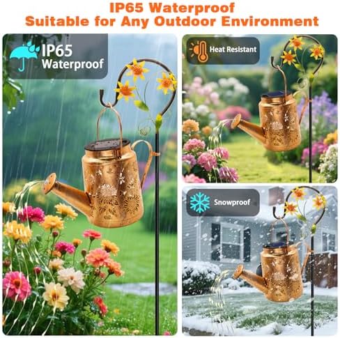 Solar Lights Outdoor Waterproof, 2 Pack Sunflower Watering Can with Lights - Image 6