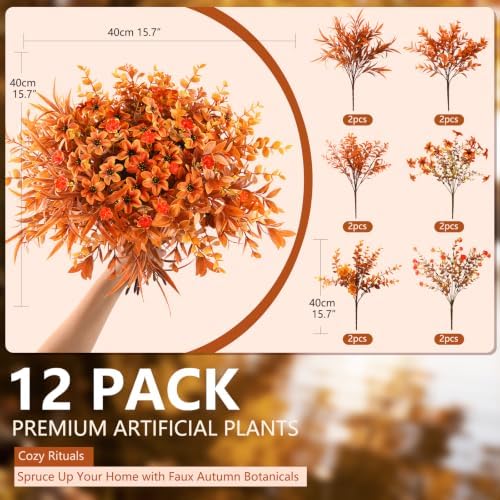 Fall Artificial Mums Flowers for Outdoors Planter Fake Plants 12 Bundles - Image 5