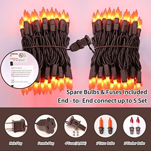 LAMPHOME Orange Thanksgiving Mini Lights, 100Count 19.6ft Autumn Fall String Lights,Connectable 120V Plug in Outdoor Halloween Home Christmas Tree Garden Holiday Party Patio Decor - Image 2
