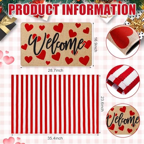 Tinideya 2 Pcs Strawberry Door Mat Set, Outdoor Welcome Front Mat - Image 2