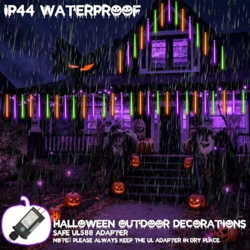 2 Pack Halloween Lights Outdoor 16 Tubes 384 LEDs Meteor Shower Rain Lights - Image 5
