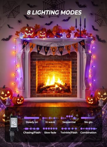 Orange and Purple LED Halloween Lights, 33 ft 100 LED Mini String Lights - Image 4