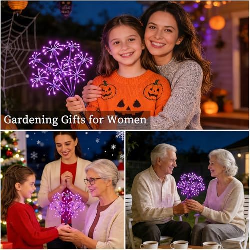 Solar Garden Lights Outdoor, 4 Pack 2-Layer Purple Solar Firework Lights - Image 7