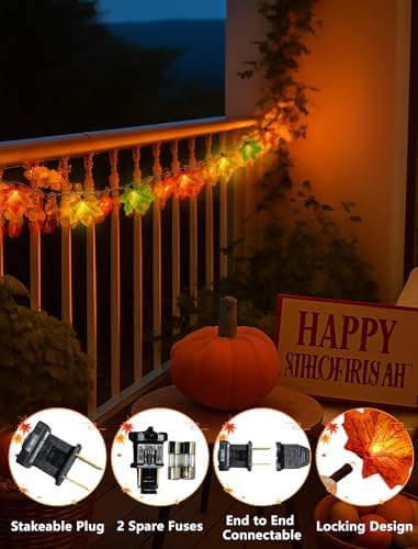 13.6FT Fall String Lights with 35 Maple Leaf LED Bulbs, Plug in - Image 4