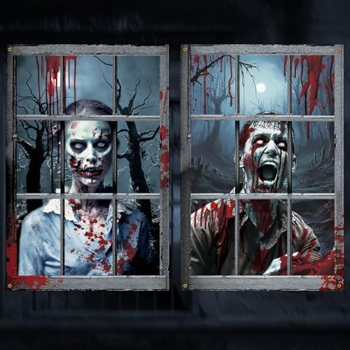 2-Pack Halloween Decorations Window Decor, Zombie Couple 32 x 47 Inch by LIMUIKA