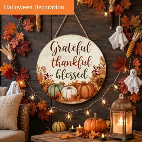 Grateful Thankful Blessed Thanksgiving Decorations Door Sign for Home - Image 4
