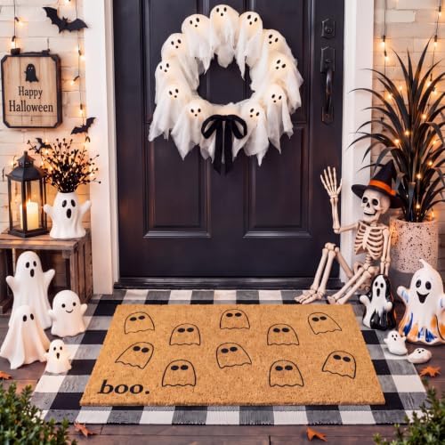 Duraaamo 2 Pcs Halloween Coir Doormat Outdoor Ghost Welcome Mat, Non-Slip by Duraaamo