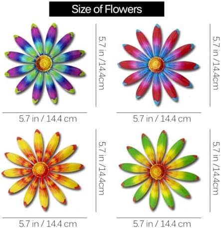 Giyyomtr Metal Flowers Wall Decor - 4pcs Metal Sunflowers Wall Art Hanging Decorations for Outdoor Fence Garden Yard Patio Exterior Wall Decor - Image 4