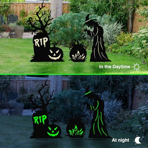 BRIGHTDECK 3 Pcs Halloween Witch Yard Signs Outdoor Decorations, Large - Image 3