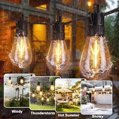 Outdoor String Lights LED Patio-Light,33Ft Waterproof Dimmable Porch Lights with 10 Shatterproof S14 Bulbs,Outside Hanging Light Connectable Lighting for Backyard Yard Gazebo Party Garden Bistro - Image 3