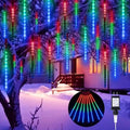 Brightown Meteor Shower Lights Outdoor, 16 Inches 16 Tubes 576 LED Icicle Lights, Waterproof Meteor Christmas Light, Hanging Falling Rain Light for Tree Holiday Party Christmas Decor, Multicolor by Brightown