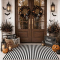 Moucuny Halloween Black and White Vertical Stripe Outdoor Rug 3' X 5' by Moucuny