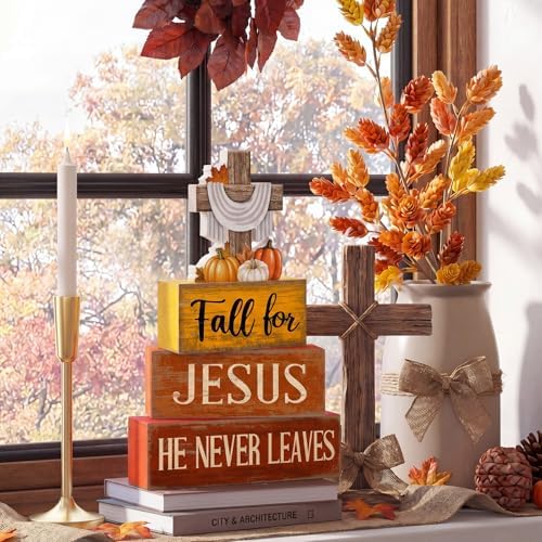Lineshading 4 Pcs Fall Decoration For Home Fall Religious Wooden Signs - Image 3