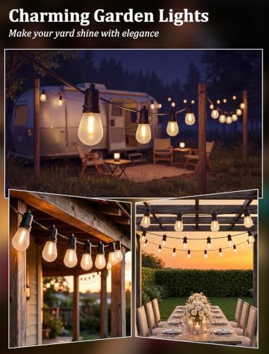 S14 Outdoor String Lights 30FT, 11 Frosted LED Bulbs, Black Wire - Image 7