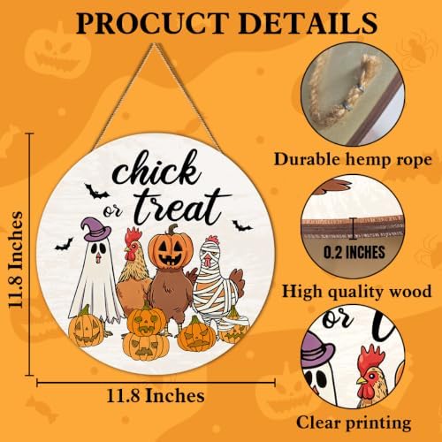 Funny Halloween Chicken Decor Chick or Treat Door Sign for Front Door - Image 2