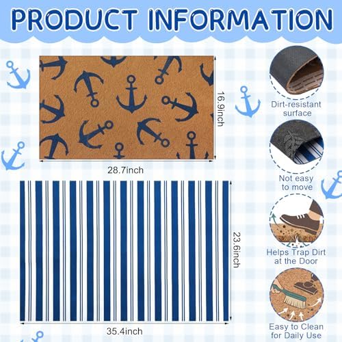 Drydiet Coastal Nautical Welcome Door Mat Outdoor Non Slip Layered - Image 2