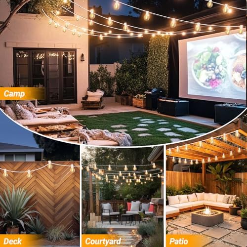 LAMPHOME 26 Feet LED Outdoor String Lights with 12+1 Shatterproof G40 Edison Bulbs, Connectable and Weatherproof Strand, Commercial Grade Patio Lights for Backyard Decorative, Warm White - Image 6