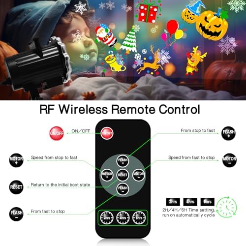Christmas Decoration,MOSSNDAR Christmas Projector Light Outdoor,64 HD Patterns Holiday Projector Light with Remote Control,Waterproof Landscape Lamp Projector for Garden Patio Party New Year Xmas Gift - Image 3