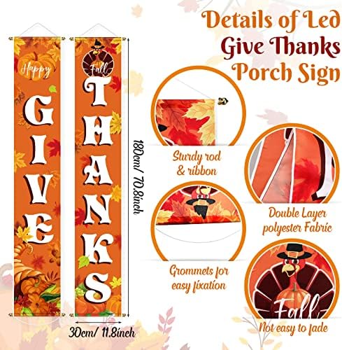 Lounsweer Give Thanks Banner with LED Light, Fall Porch Sign, 71x12 Inch - Image 3