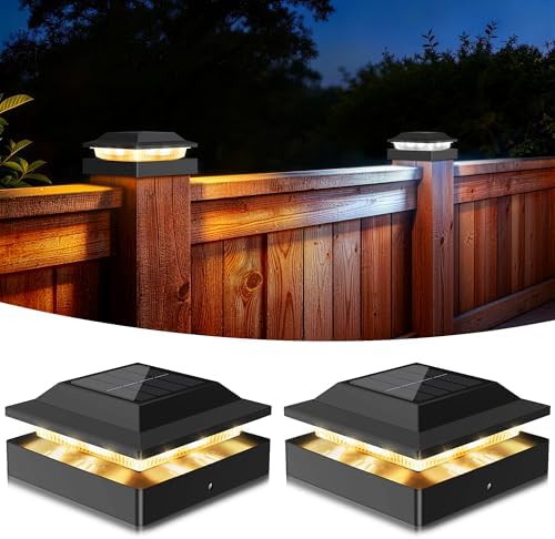 Solar Post Cap Lights for 4x4 Wood/Vinyl Posts, 2 Pack by Unknown