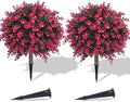 PATIO CHOICE Topiary Trees Artificial Outdoor Boxwood Ball Trees with Ground Spike Set of 2 22" Fake Outdoor Plants Faux Bushes and Shrubs Decorations for Outdoor Indoor Front Porch Garden by LittleBeaver