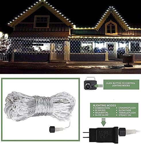 Cool White Christmas Net Lights, 192 LED 9.8FT x 6.6FT - Image 5