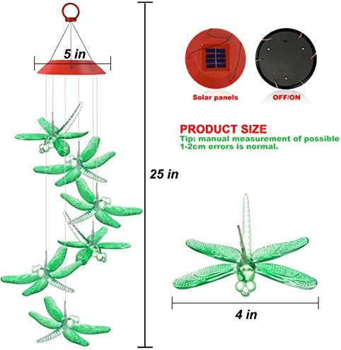 Solawindchime Dragonfly Wind Chimes Gifts for Women, Color Changing Solar Wind Chime Outdoor Decor, Waterproof Solar Lights, Romantic Dragonfly Wind Bells, Solar Powered Wind Chime Garden Decoration - Image 3